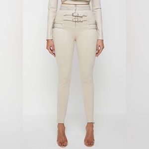 Maniere de voir VEGAN SUEDE BUCKLE DETAIL LEGGINGS